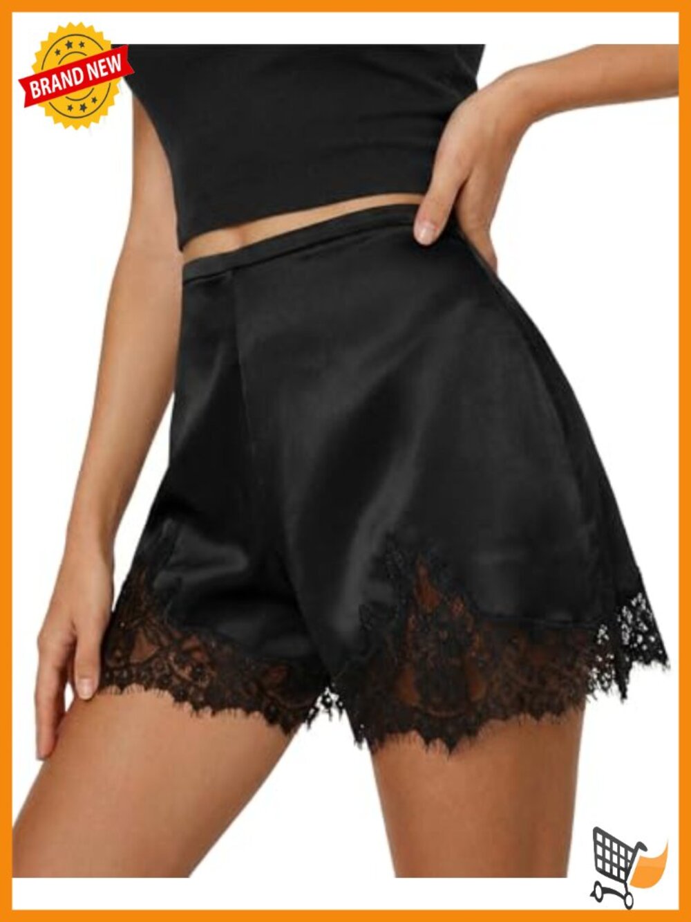 Satin Lace Low Rise Micro Mini Shorts Lounge Pajama Bottoms